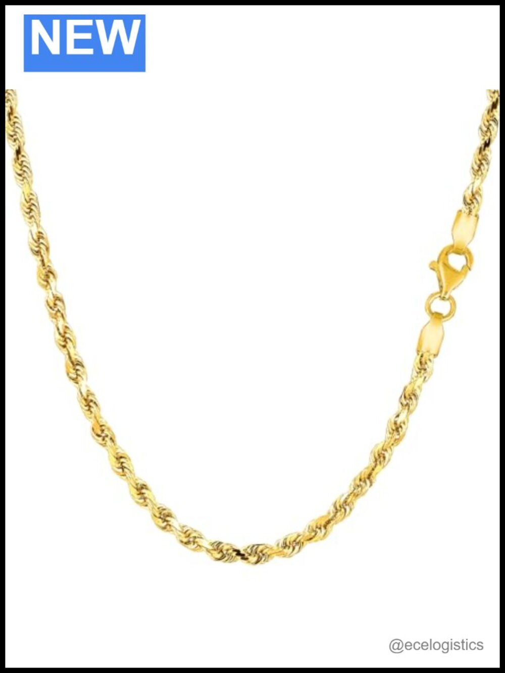14K Yellow Gold Filled Solid Rope Chain Necklace 3.2mm